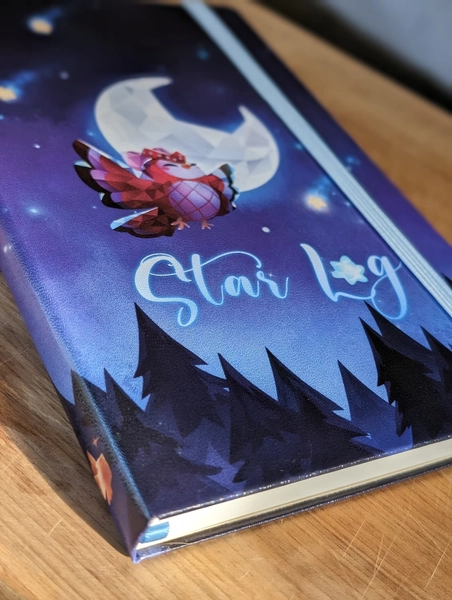 Notebook - Star Gazing Owls Leatherette | star log | Vegan Leather Notepad Workbook | Dotted Pages | A5 | cute kawaii gift for animal lovers