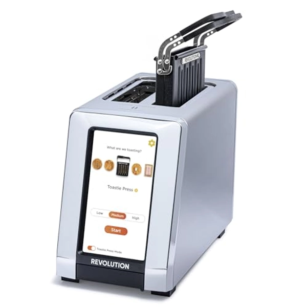 Revolution R180S Connect 2-Slice Toaster & Toastie Press Bundle – Features Patented InstaGLO 2.0 Technology & Toastie Press Mode – Toast Bread, Bagels, Waffles, Muffins, Tortillas – Stainless Steel
