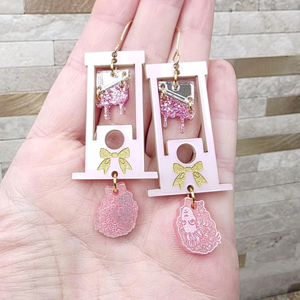 Funny Marie Antoinette Guillotine Earrings: Rococo Coquette Acrylic Jewelry