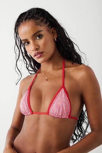 Nick Triangle Gingham Bikini Top - Ladybug Gingham | Ladybug Gingham / S