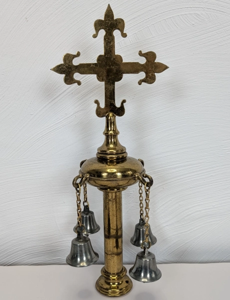 Antique Edwardian Brass Sanctus Bells with Cross
