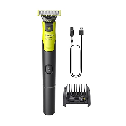 Philips Norelco OneBlade 360 with Connectivity Hybrid Face, Electric Beard Trimmer, Shaver with 360 Blade Tech & 1hr Fast Charge, 1x360 Blade, & 5-in-1 Comb, QP4530/90 - Black & Lime Green - OneBlade 360 Face Connected