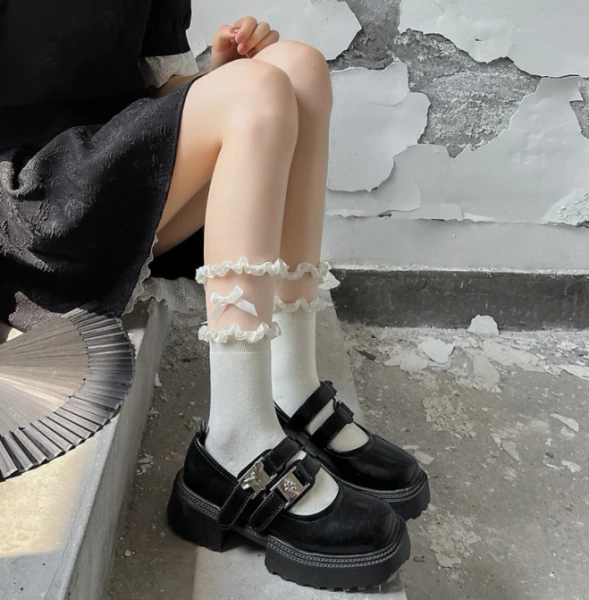 Japanese Sweet Mesh Ruffle Socks
