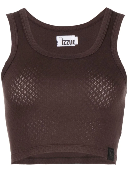 logo-patch pointelle-knit top