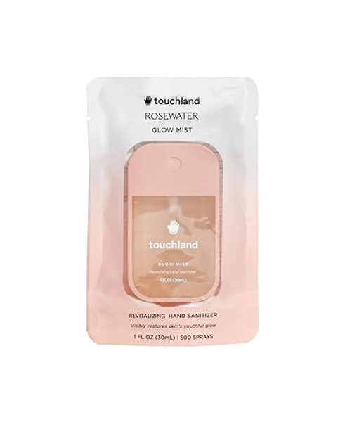 Touchland Glow Mist Revitalizing Hand Sanitizer Spray, Rosewater scented, 1FL. OZ. Travel Size