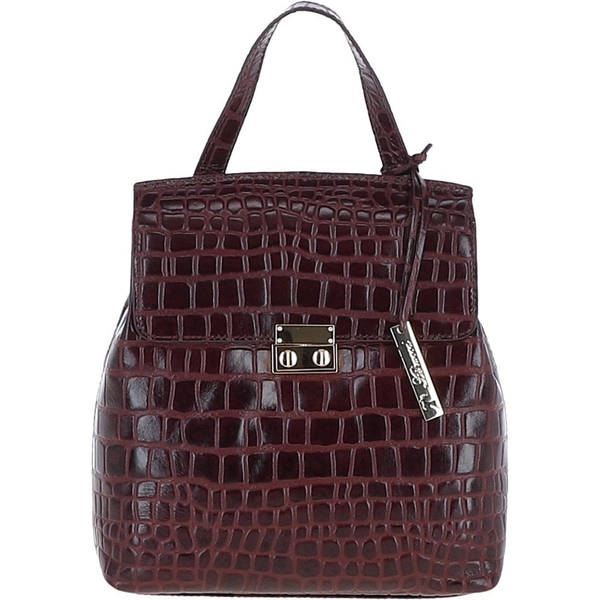 Ashwood Crocodile Print Leather Backpack Bordeaux: C-51