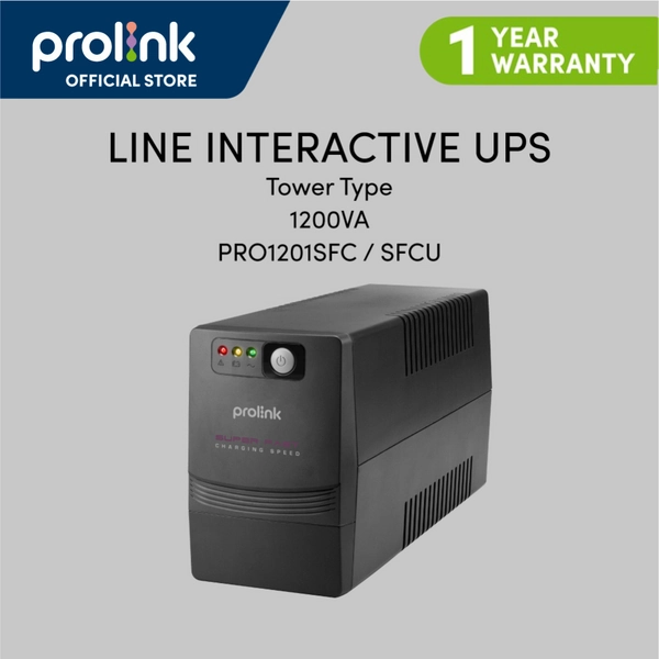 Prolink 1200VA 720W Super Fast Charging Line Interactive UPS Power Supply W/ Surge Protector built in AVR Simulated Sine Wave Synology For PC, Router, CCTV, Laptop, Desktop 1 YEAR WARRANTY