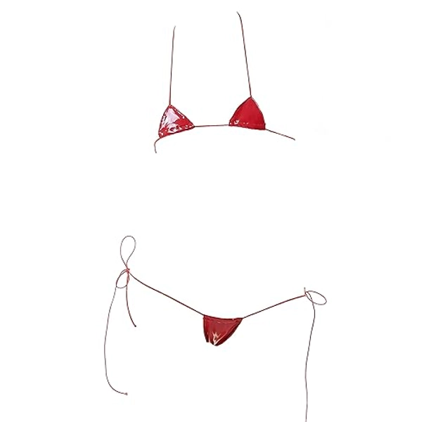 JasmyGirls Leather Micro Bikini Extreme Anime Lingerie Sexy Cosplay Outfit Japanese Bra Panty Set Two Piece Thong Swimsuit