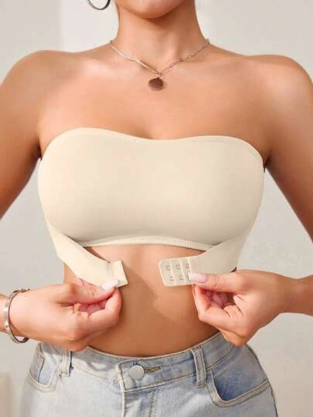 NudeFit 1pc Front Button Closure Supportive Wireless Bra For Women, Single Pack