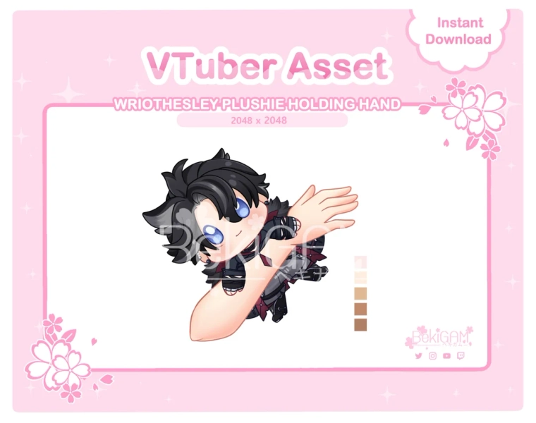Vtuber Assets Wriothesley Plushie Holding Hand Vtuber Plushie Cute Vtuber Kawaii Twitch Streamer Vtuber Props Vtuber Assets - Etsy