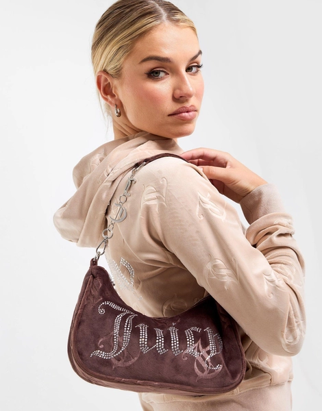 JUICY COUTURE Velour Diamante Shoulder Bag