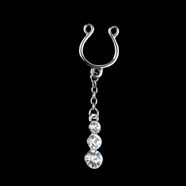 Fashion U-shaped long pendant false nipple ring