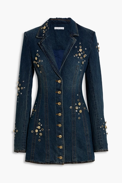 Embellished denim mini dress - dark denim - US 2