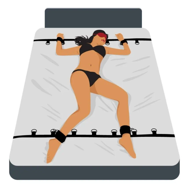 Bed Restraint set, King and Queen size, Multiple Positions, Ankle and Wrist cuffs, Bondage, BDSM, Handcuffs, medium duty, underbed