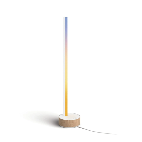 Philips Hue Gradient Signe Oak: Vit bordslampa för sovrummet, Philips Hue White Ambiance, flerfärgfunktion, Zigbee & BT, röststyrning via Amazon Alexa, Google Home, Siri