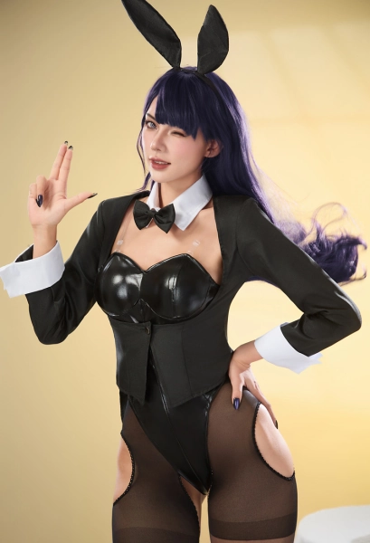 My Dress Up Dear Kitagawa Marin Cosplay Costume Black Bunny Bodysuit and Coat with Stockings and Bunny Ear Headband