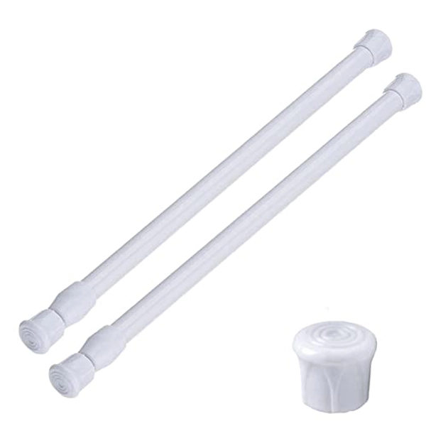 AIZESI 2PCS White Tension Rod 16 to 28 Inch, Adjustable Spring Curtain Rod No Drilling, Spring Tension Rods for Window DIY Projects Cupboard Wardrobe Small Curtain Rods Short Tension Rod