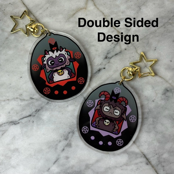 Cult of the Lamb Tamagotchi Acrylic Keychain Charm | Keyring Bag Charm | Gamer Cute Kawaii Style | Lamb and Goat Double Sided Design