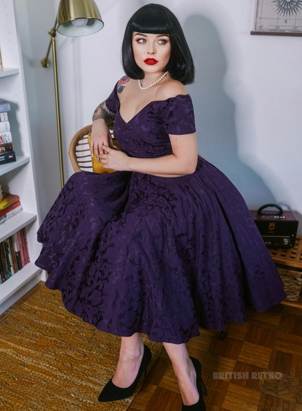 Dee Dee Amethyst Satin Jacquard Full Circle Dress