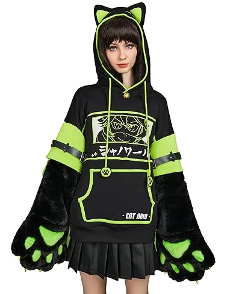 Micotaku Miraculous Cat Noir Pullover Detachable Paw Gloves