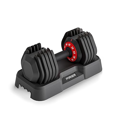 Adjustable Dumbbell 55LB Single Dumbbell Weight, 10-in-1 Weight Dumbbells with Anti-Slip Metal Handle and Bicep Supports for Comprehensive Full Body Strength Training - Black-55LB-(1-pc)