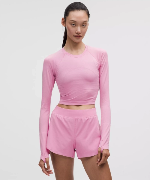 Swiftly Tech Cropped Long-Sleeve Shirt 2.0 - Pink Frosting/Pink Frosting - 16