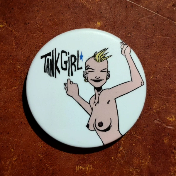 Cheeky Tank Girl - Hand-Made, Matt-Finish 38mm Badge/Button