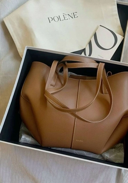 Polene Camel Big Size Leather Bag