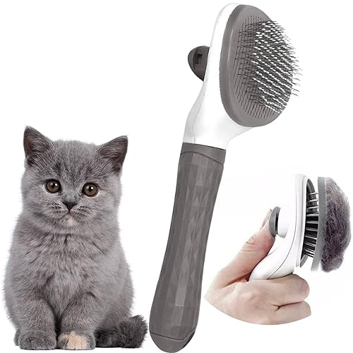 Muxtraders Cat Brush Dog Brush for Shedding-Cat Grooming Brush, Cat Comb for Kitten Puppy Massage Removes Mats, Tangles and Loose Fur, Cat Brushes for Indoor Cats Brush for Long or Short Haired Cats. - grey