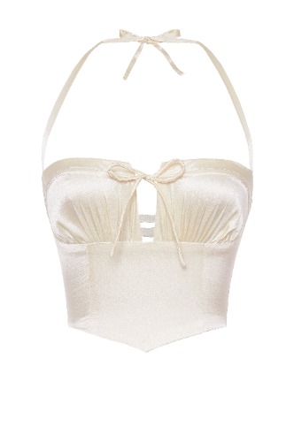 Aria Silk Satin Corset - Ivory | 2XS