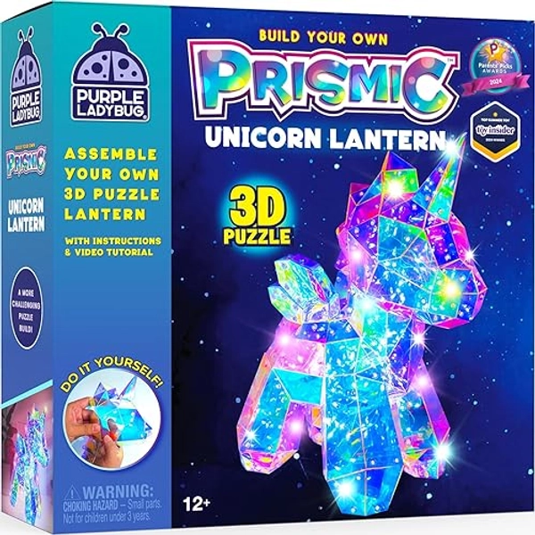 PURPLE LADYBUG PRISMIC Unicorn 3D Puzzle - Unicorn Night Light for Girls, Unicorn Gifts Crafts for Teens, Gifts for 12-16 Year Old Girls & Boys Teen & Preteen Birthday, Easter Gifts for Teen Girls