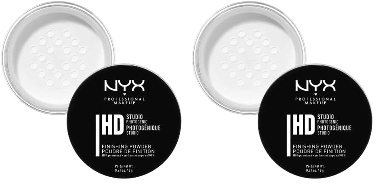 NYX Professional Makeup Studio Finishing Powder, Loses Puder, Mattes Finish, Ölabsorbierend, Vegane Formel, Farbton: Translucent (Packung mit 2)