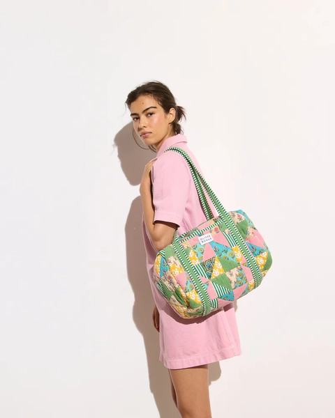 Emily Pink & Green Patchwork Quilted Bag | Oliver Bonas