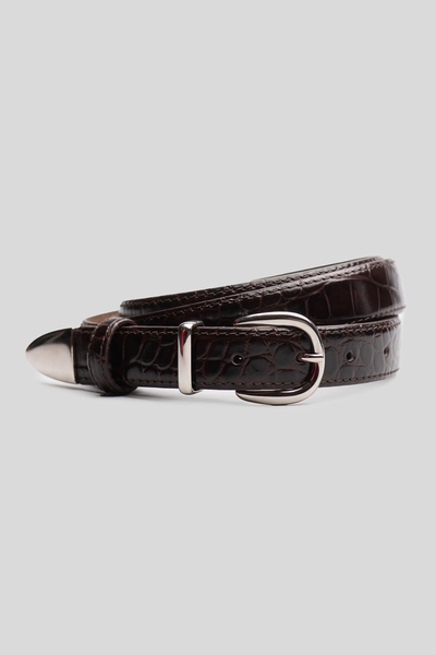Brown Croco Print 1" Belt