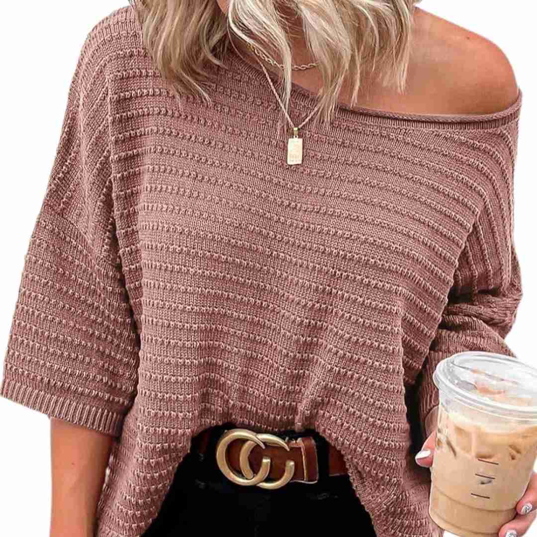 Dokotoo Women's Casual 3/4 Sleeve Loose Tunic Tops Lightweight Knit Fall Pulover Sweater Blouses - X-Large - Pink