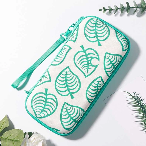 ACNH Case for Switch/Switch Lite White Carrying Case Green Leaf - Switch