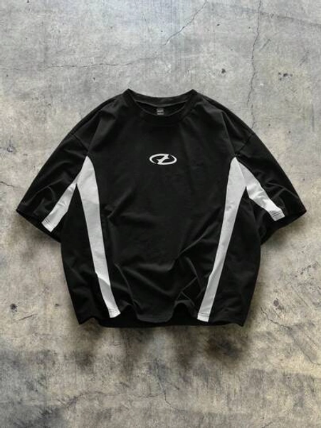 AXEPEAK Young Men's Casual Loose Knit Short Sleeve Patchwork T-Shirt, Summer, Streetwear Ready