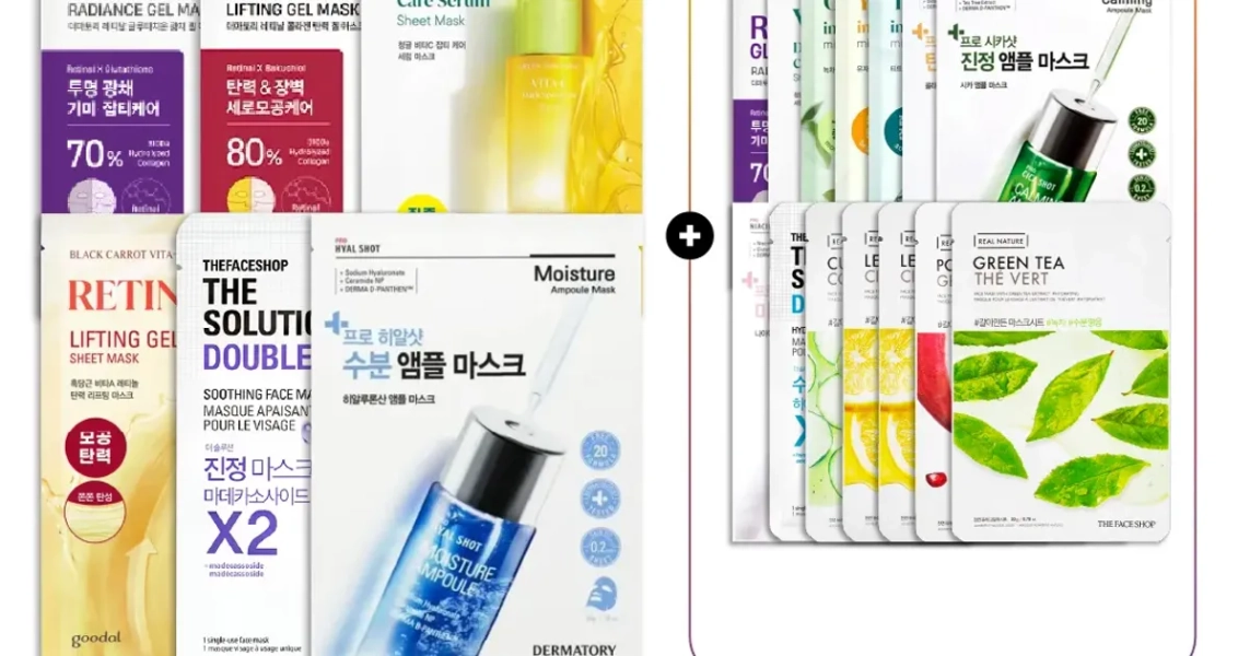 20 pcs facemask combo | THE FACE SHOP + Goodal + Dermatory