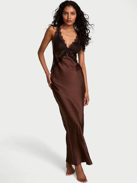 Victoria swcret Satin Rose Lace Long Slip Dress