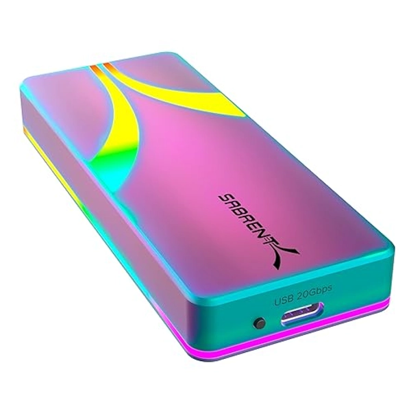 SABRENT Rocket RGB USB C 20Gbps M.2 SATA/NVMe SSD Enclosure - Special Edition (EC-RGBC)