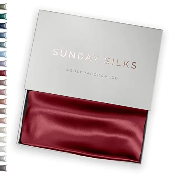 Colorado Home Co - 100% Silk Pillowcase for Hair and Skin - 22 Momme Mulberry Silk Pillowcase Queen Size with Zipper - Organic Silk Pillow Case Bliss - Red Christmas Pillows and Stocking Stuffer Gift