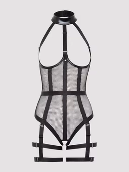 Lovehoney Fierce Siren Fishnet and Wet Look Open-Cup Body