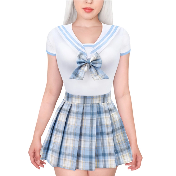 Magical Girl Pastel Plaid Onesie Skirt Set Blue - LittleForBig Cute & Sexy Products