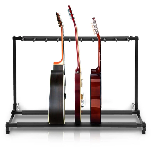 9-Space Foldable Guitar Rack - Guitar Stand, Multi-Instrument Floorstand Guitar Rack Holder