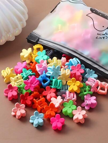 20pcs/Set Mini Flower Shaped Hair Clip (Random Color) Cute,Hair Accessories,Hair Claw,Claw Clips,Hair Clutch,Hair Jaw Clip Summer, School Stuff, College