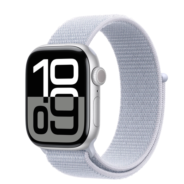 Apple Watch Series 10 GPS, 42mm Silver Aluminium Case with Blue Cloud Sport Loop