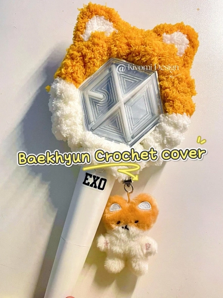 Baekhyun EXO lightstick crochet cover Eribong decals | Teolaegi inspired handmade fanmade merch