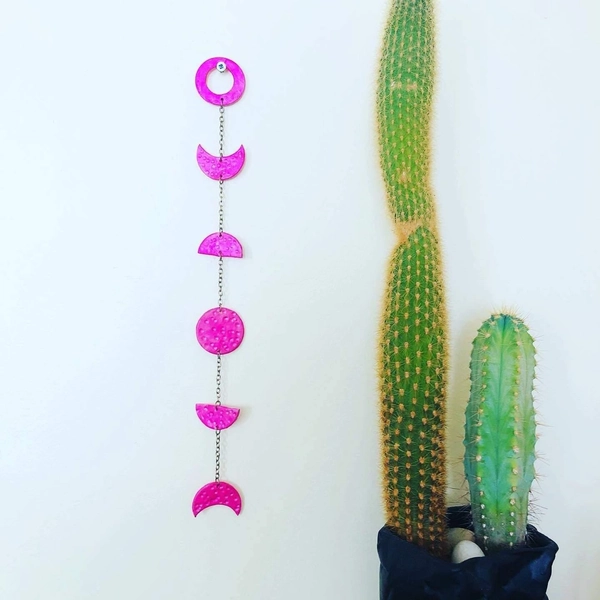 Pink Moon Phase Wall Hanging, Little Girl Room Décor