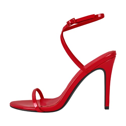 4 Inch Heels Ankle Straps Sandals | Red / US13