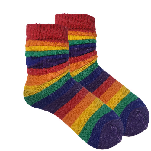 Dark Rainbow Slouch Socks (Adult Medium - Women's Shoe Sizes 5-10) - Rainbow